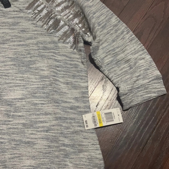 NWT INC International Concepts sz Petite Medium Grey Woven Sequined Sweater - Picture 4 of 6